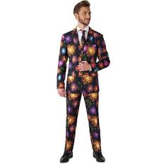 OppoSuits Juhlamekot OppoSuits Men's Black Suitmeister with Fireworks Black/Purple/Red