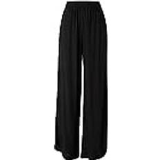 5XL - Woman Trousers Urban Classics Ladies’ wide-leg viscose trousers Cloth Trousers black