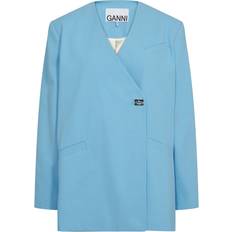 Denim/Jeanstyg Kavajer Ganni Cotton Suiting Boxy Blazer Dam Kavajer