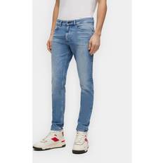 Herr - Turkosa Jeans HUGO BOSS Delano BC-C grå smal passform jeans av bekväm stretchdenim, Turkos/Aqua440, 32L