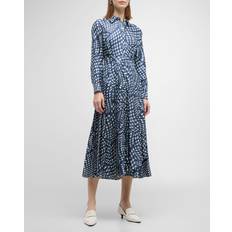 Multifärgade - Plissering Klänningar Tory Burch Checked pleated silk shirt dress multicoloured