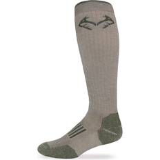 RealTree Heavyweight Merino Wool Tall All Season Boot Socks Pair, Large, Tan/Olive