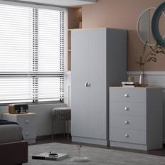 Grey - Metal Clothing Storage Fwstyle Esher 2 Wardrobe 75x180cm