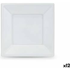 Blanco Platos Desechables Algon Set de Platos Rectangulares 12 unidades de Cartón Ecológico Blanco 18cm Celebraciones Biodegradables