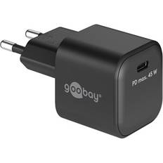 Goobay 65331 Snabb laddare USB C PD Nano Quick Charger 45W Mobile Phone Charger/Strömadapter för iPhone laddningskablar och andra mobiltelefoner/Power Plug USB C/Svart