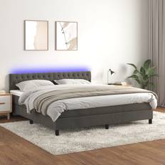 vidaXL mit Matratze 180x200 cm Dunkelgrau Boxspringbett