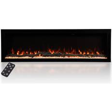 Brown Electric Fireplaces Modern Ember Highmark Smart Linear Electric Fireplace 10 Flame Colors Works w/ Voice Assistant, Crystal in Black/Brown Wayfair Black/Brown