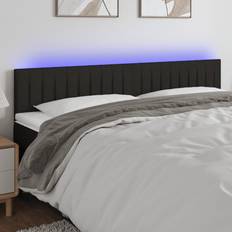 vidaXL LED Svart 160 x 5 x 78/88 cm Sänggavel