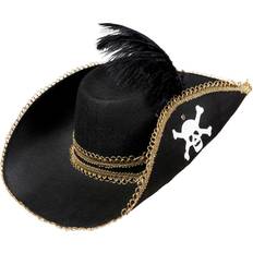 Pirates Headgear Horror-Shop Piratenhut mit Totenkopf und Feder Seeräuber Hut