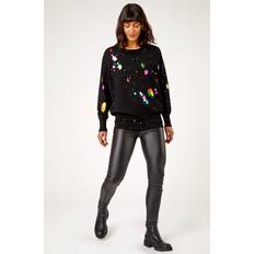 Suéteres Roman Metallic Foil Print Jumper in Black