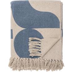 Bomull Filtar Bloomingville Plaid blåt Filt Blå, Beige