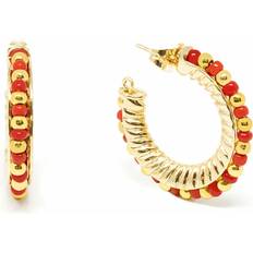 Red Earrings Ethiopia Red 3CM earrings #shiny gold u