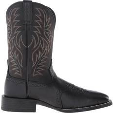 Black - Men Riding Shoes Ariat Sport Wide Square Toe Western Boot M - Black Deertan