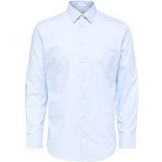 Herre - Slim Skjorter Selected Ethan Long Sleeve Slim Fit Shirt - Light Blue