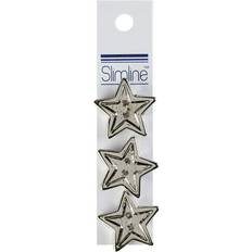 Silver Buttons Slimline Buttons -Silver Star 2-Hole 7/8 3/Pkg