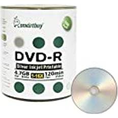 Optical Storage Smartbuy 100 Pack DVD-R 4.7gb 16x Silver Printable Inkjet Blank Record Disc, 100 Disc 100pk