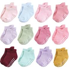 Hudson Baby unisex baby Non-skid No-show Socks, Multi Girl, 2-4T