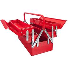 Tool Storage Big Red 18" Tool Box,Portable Steel Metal Locking Toolbox Organizer with 5 Cantilever Tool