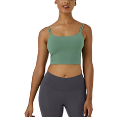 Halara Double Straps Backless Twisted Cropped Yoga Tank Top - Hedge Green