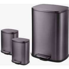 Black 13 gallon trash can Qualiazero 13 Gallon Stainless Steel Step On Trash Can