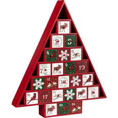 Interior Details Plow & Hearth Figurines Red Woodland 24-Drawer Tree Advent Calendar Decoration