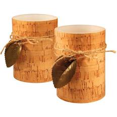 LumaBase Set of 2 Cork Wrapped Flameless Candle