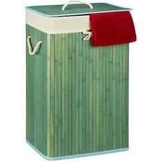 Bathroom Accessories Relaxdays Bamboo Square Laundry Hamper 83L Rectangular Grey
