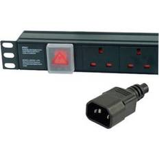 Dynamode PDU-6WS-H-UK-IEC-3M Switched 1U Horizontal Aluminium Bl