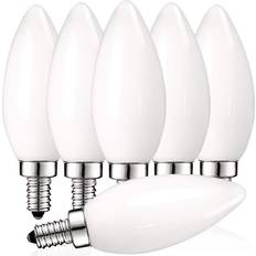 Light Bulbs Luxrite E12 LED Chandelier Frosted Light Bulbs Dimmable 40 Watt Equivalent 2700K Warm White 360 Lumens Blunt Tip 6-Pack
