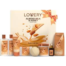 Boîtes cadeau et Ensembles Lovery Coffret Kit Spa Lait Amande Miel Gel Douche