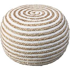 LR Home Elena White/Tan Striped Pouffe