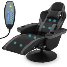 Gaming Chairs MoNiBloom MoNiBloom Gaming Chair Massage Recliner with Adjustable Backrest & Footrest Swivel High Back Video Game Chair with Speakers Grey