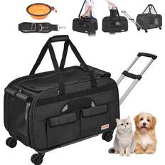 Large dog carrier VEVOR Large Dog Cat Carrier with Wheels Rolling