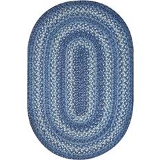 Oval Carpets Denim-Jute-Teppich, geflochten, oval Blau