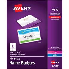 Label on sale Avery Top-Loading Pin-Style Name Badges 2-1/4"x3-1/2" 100pcs 5.8x8.9cm