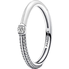 Bianco Anelli Pandora Me Pavé & Dual Ring - Silver//White/Transparent