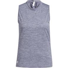 Woman - XXS Polo Shirts Adidas Essentials Heathered Mock-Neck Sleeveless Polo Shirt - Navy