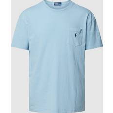 Polo Ralph Lauren Linen T-shirts Polo Ralph Lauren Mens Blue Logo-embroidered Classic-fit Cotton and Linen-blend T-shirt