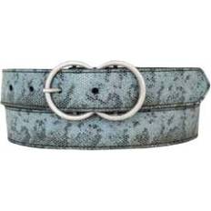 Lucky Brand Women Accessories Lucky Brand Women's Double Ring Snakeskin Belt Black/Blue Black/Blue