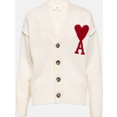 Cardigan Ami Paris Red De Coeur Cardigan - Off-White/Red