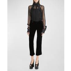 Velluto Pantaloni Balmain Black Flared Trousers 0PA Noir FR