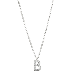 Halsband Ani Jewels Stone Letter Necklace - Silver/Transparent