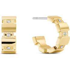 Tommy Hilfiger Gold Earrings Tommy Hilfiger Crystal-Embellished Gold-Plated Watch Links Earrings GOLD One