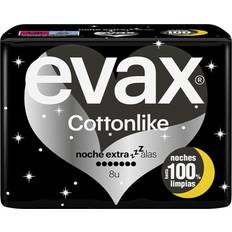 Serviettes hygiéniques Evax Cottonlike Compresas Noche Extra Alas 8 U