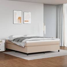 180cm Camas vidaXL Box Spring Con Colchón Cuero Sintético Capuchino 180x200 cm - Marrón Cama Continental