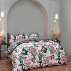 Furn Ishiko Floral Reversible Set Duvet Cover White, Multicolour, Black