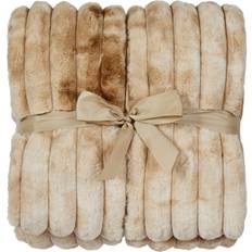 Polyester Filtar Skinnwille Stripy fuskpäls toffe 120x180cm Filt Beige (180x120cm)