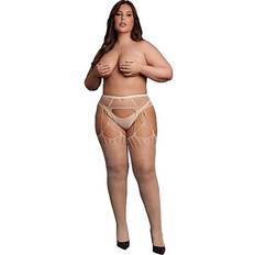 Beige Lingerie & Costumes Shredded Suspender Pantyhose Queen Size