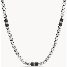 Fossil Men Necklaces Fossil JF03314040 Stainless Steel Black Marble Necklace A97119