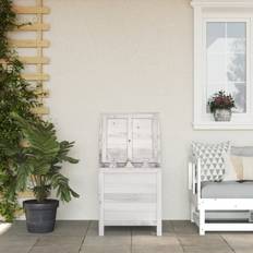 Holz Polsteraufbewahrung & Möbelschutz vidaXL Gartentruhe Weiß 50 x 49 x 56,5 cm Massivholz Tanne